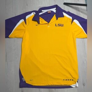 Nike Fit Mens LSU Tigers Polo Shirt Embroidered Medium Y2K Football Stitch AE6